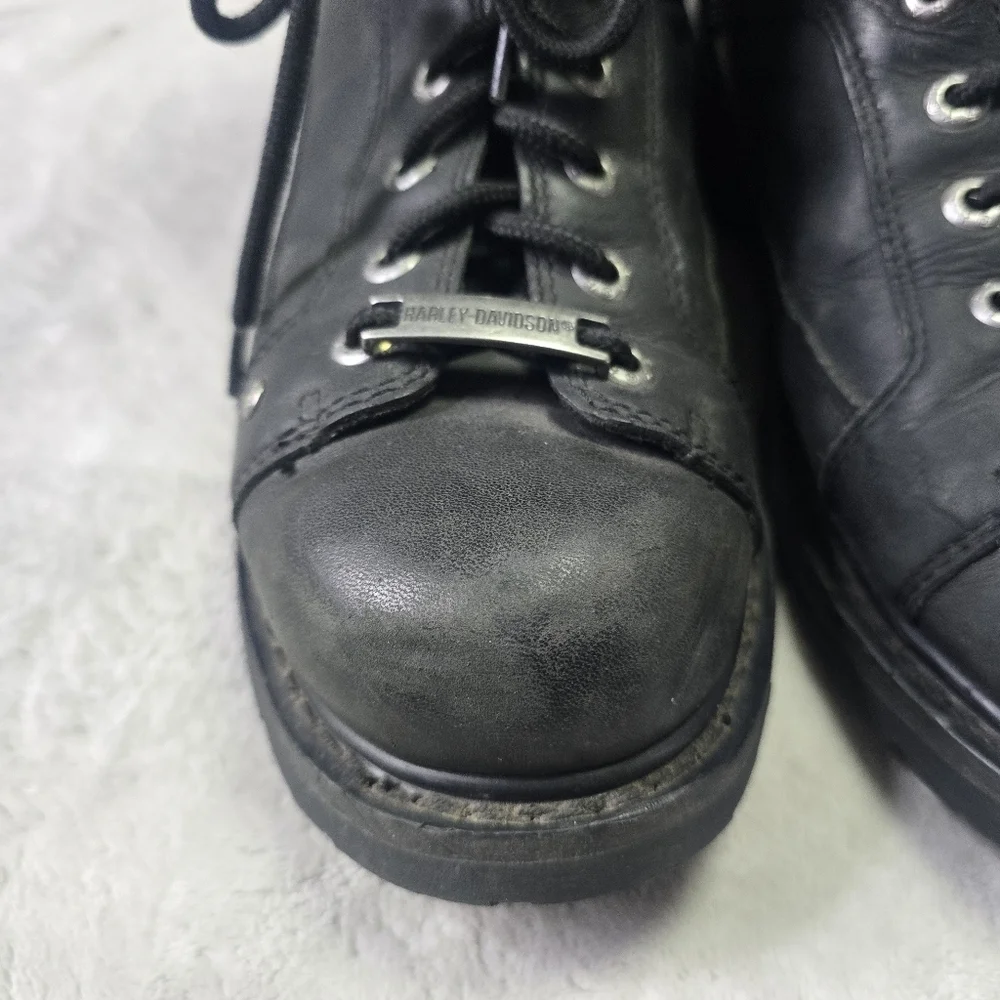 Harley-Davidson Boots Abercorn Sz 11W Leather Biker Motorcycle Side Zipper Black